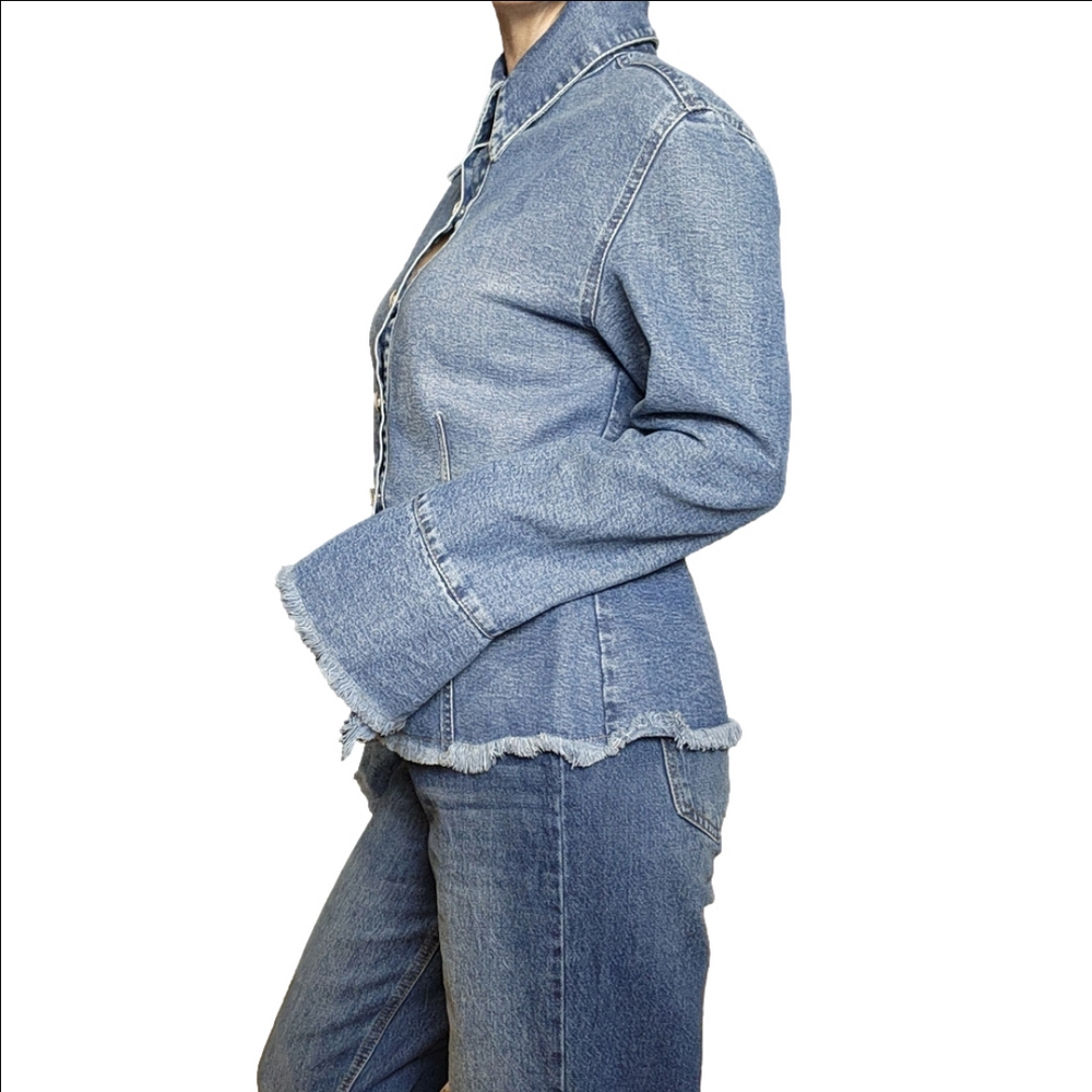 Shirt Jacket Denim Blue Vintage Collared fitted EVE BARE GI… - Picture 6 of 16